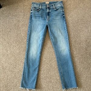 MOTHER mid-rise dazzler ankle fray size 29